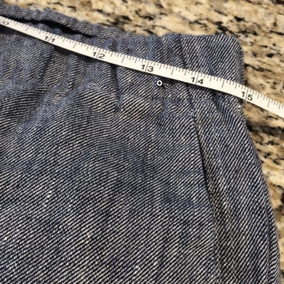 Land’s End chambray linen blend blue pull on elastic waist pants pockets SZ 6 - Picture 9 of 10